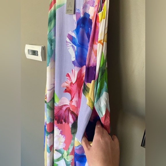 BL^NK LONDON X ANTHRO Ashleigh Trapeze Watercolor Floral Midi Dress Size XS - Picture 9 of 12